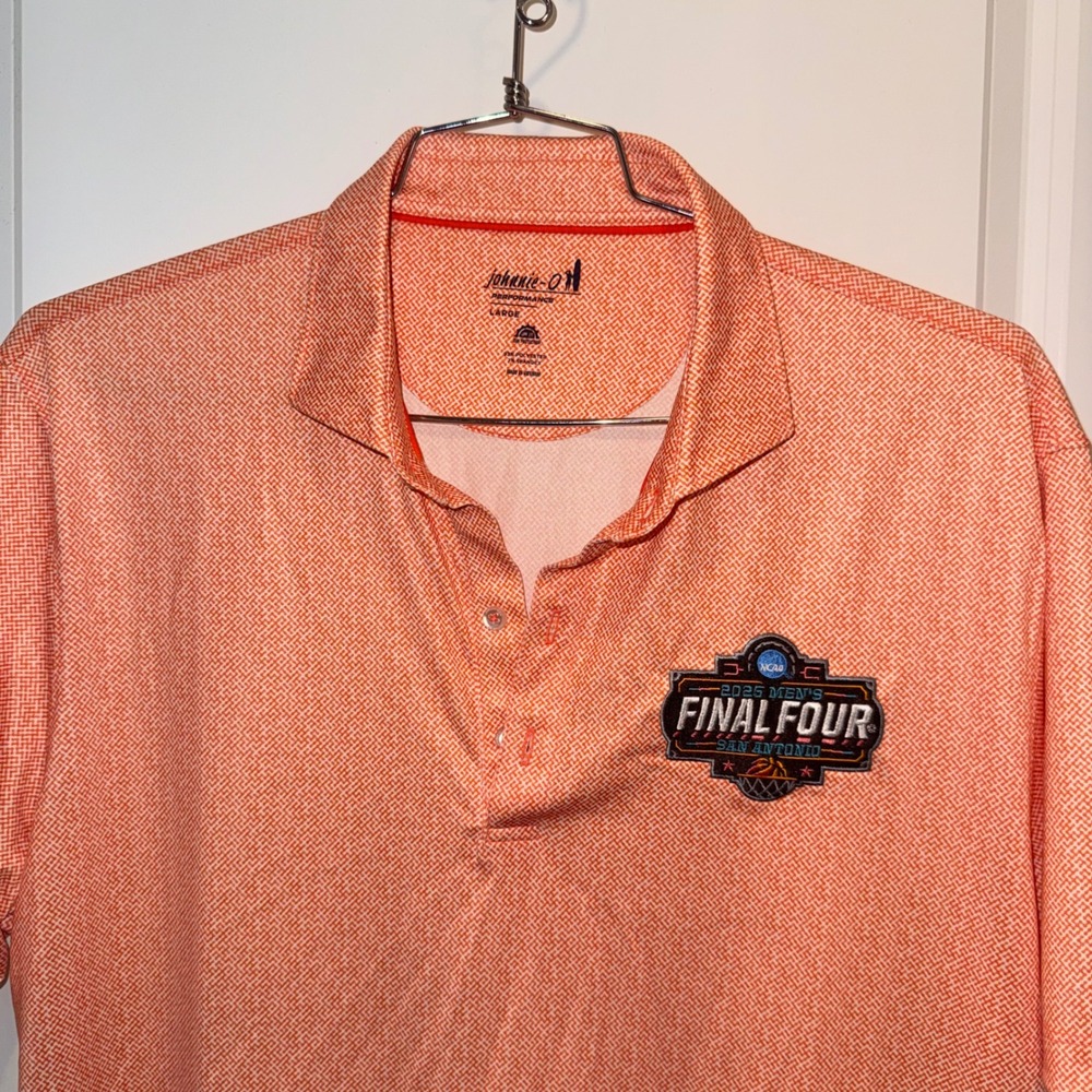 Johnnie-O Mens 2025 NCAA Final Four San Antonio Performance Polo Orange Large